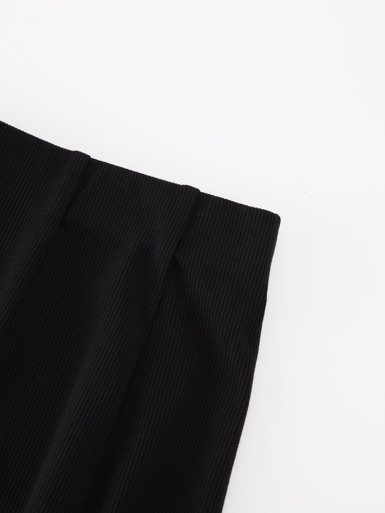 Panel Ribbed Skirt-Black