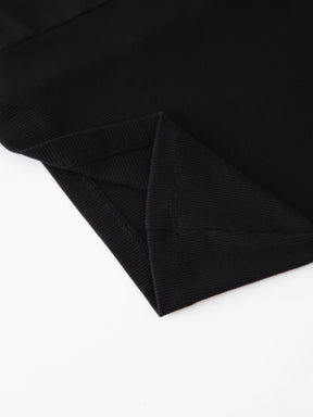 Panel Ribbed Skirt-Black
