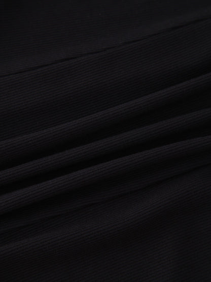 Panel Ribbed Skirt-Black