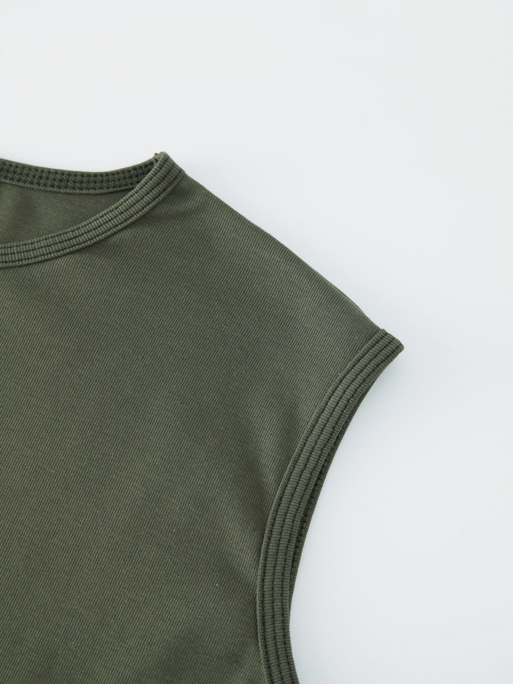 Basic T-Shirt Slip Dress-Olive