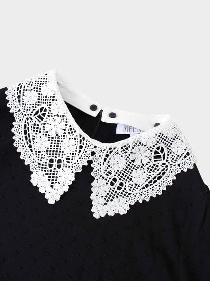 Crew Neck Pebbled Sweater-Black