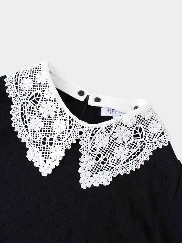 Crew Neck Pebbled Sweater-Black