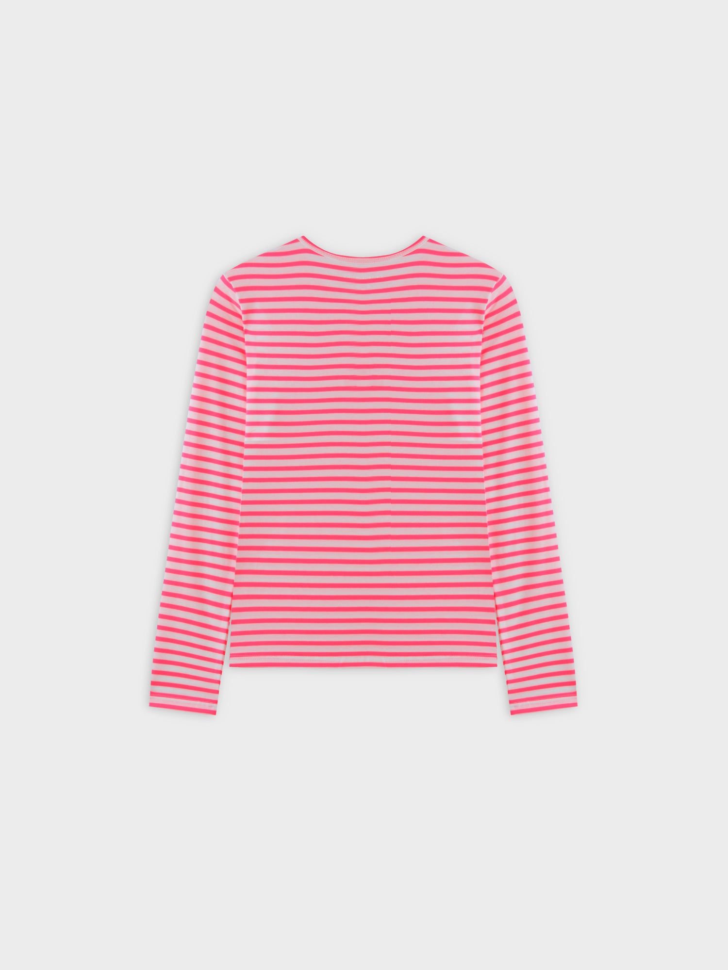 Neon Stripe Crew-Pink/White