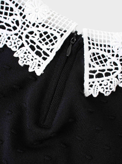Crew Neck Pebbled Sweater-Black