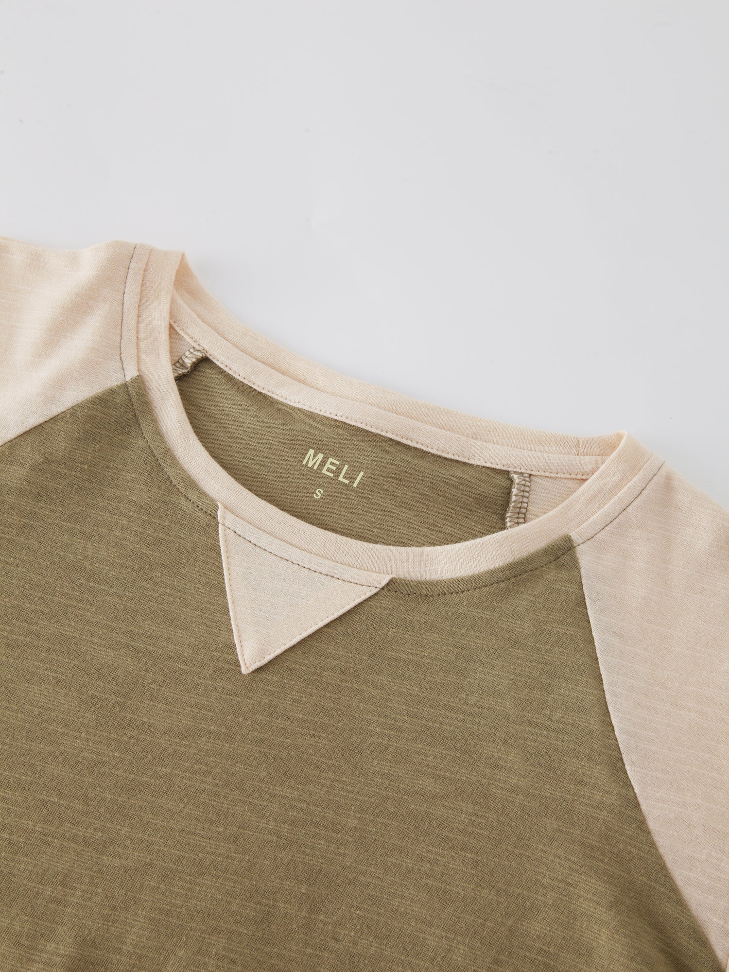 Two Tone Baseball Tee-Olive/Vanilla