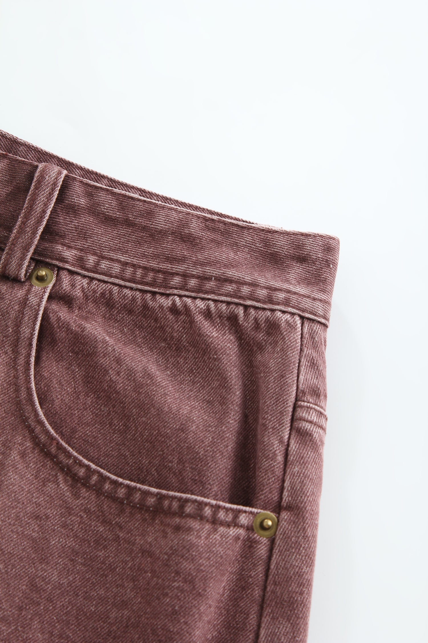 Denim Seamed Skirt-Burgundy