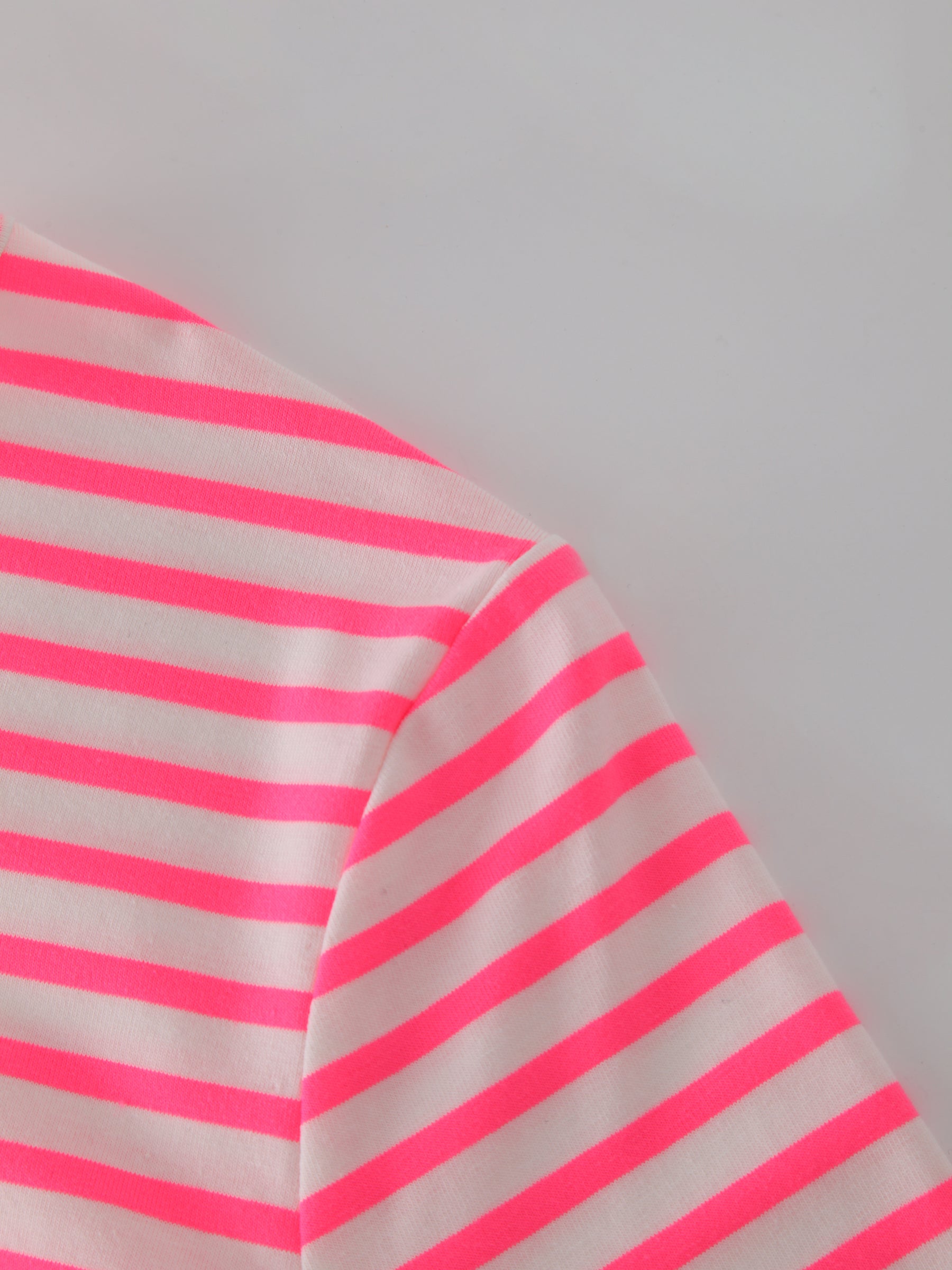 Neon Stripe Crew-Pink/White