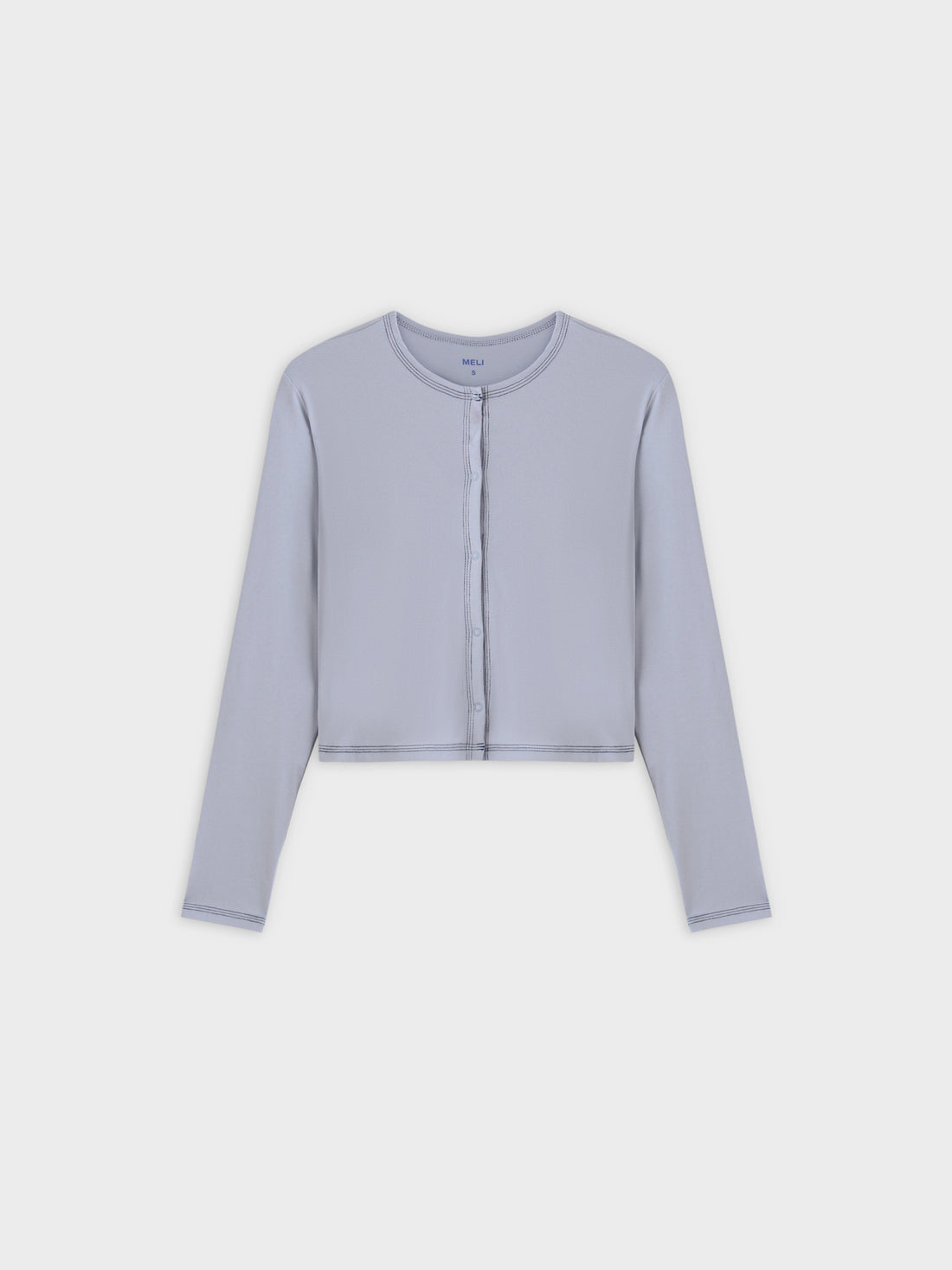 Basic T-Shirt Cropped Cardigan-Light Blue