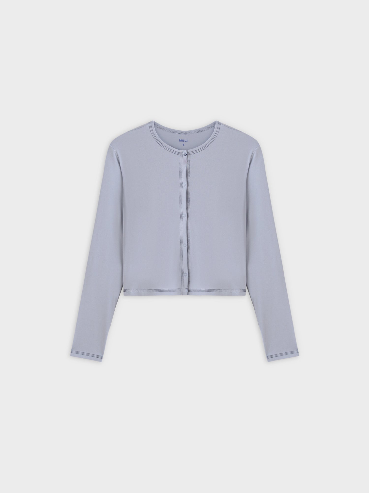 Basic T-Shirt Cropped Cardigan-Light Blue