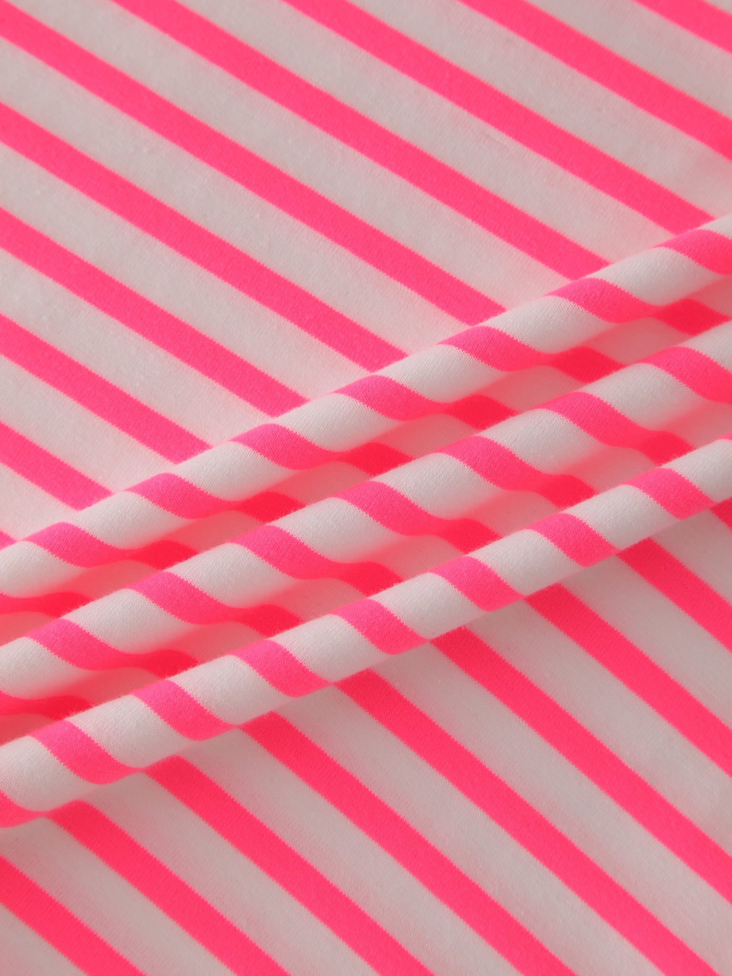 Camiseta con cuello redondo Neon Stripe-Rosa/Blanco