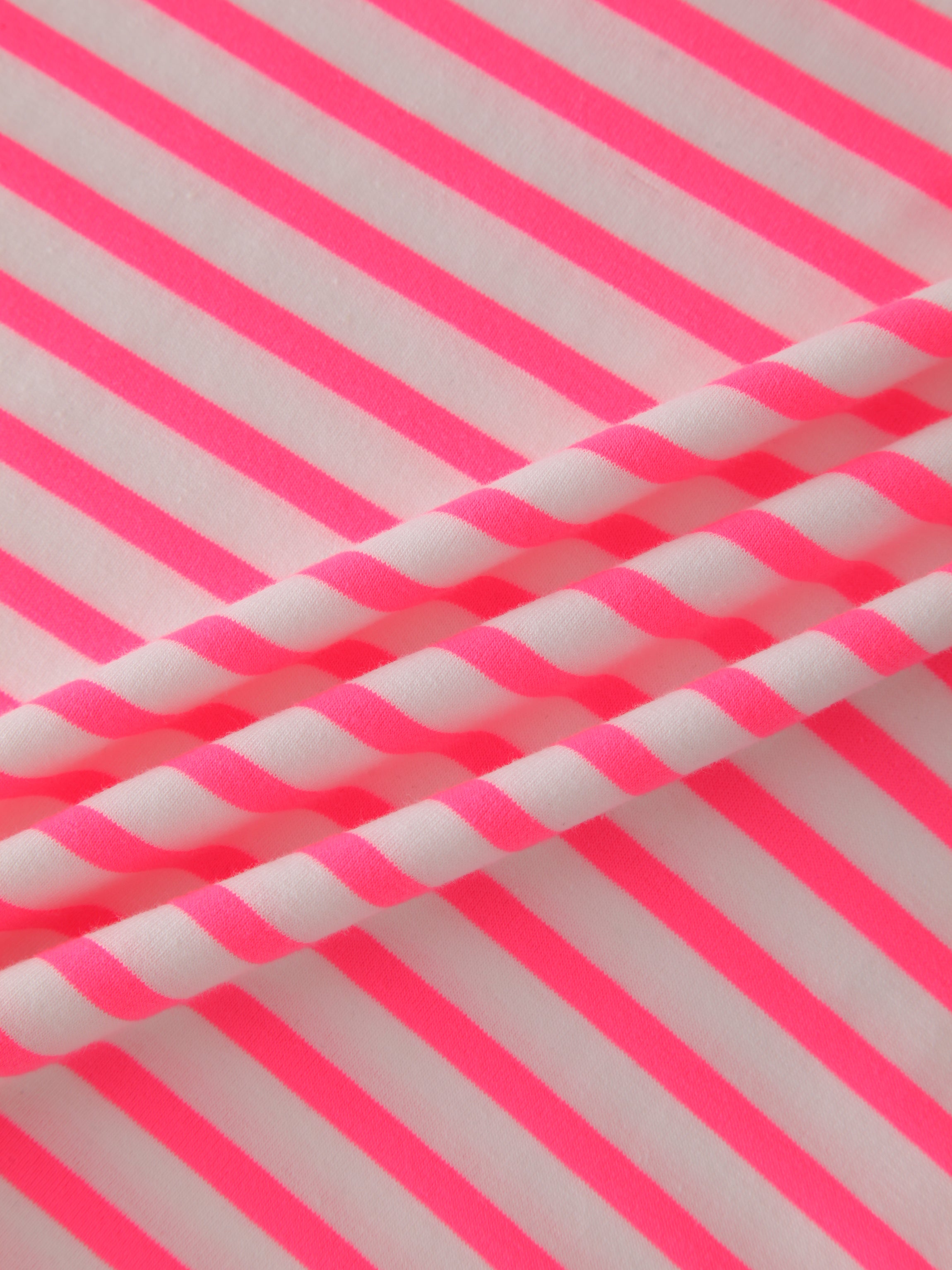 Neon Stripe Crew-Pink/White