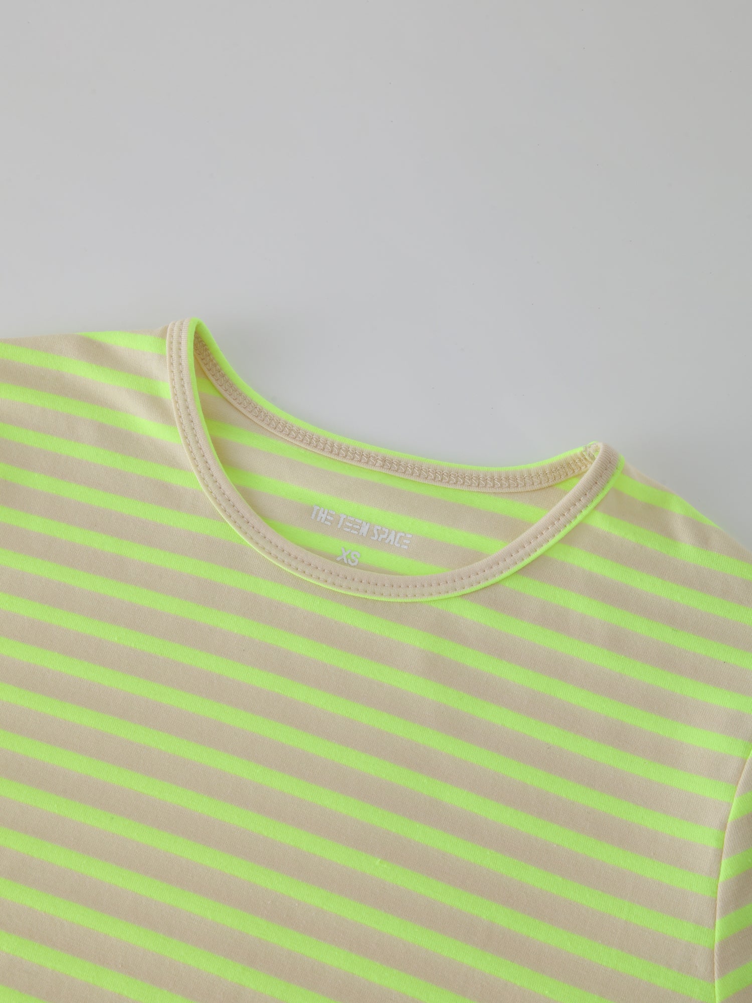 Neon Stripe Crew-Yellow/Cream