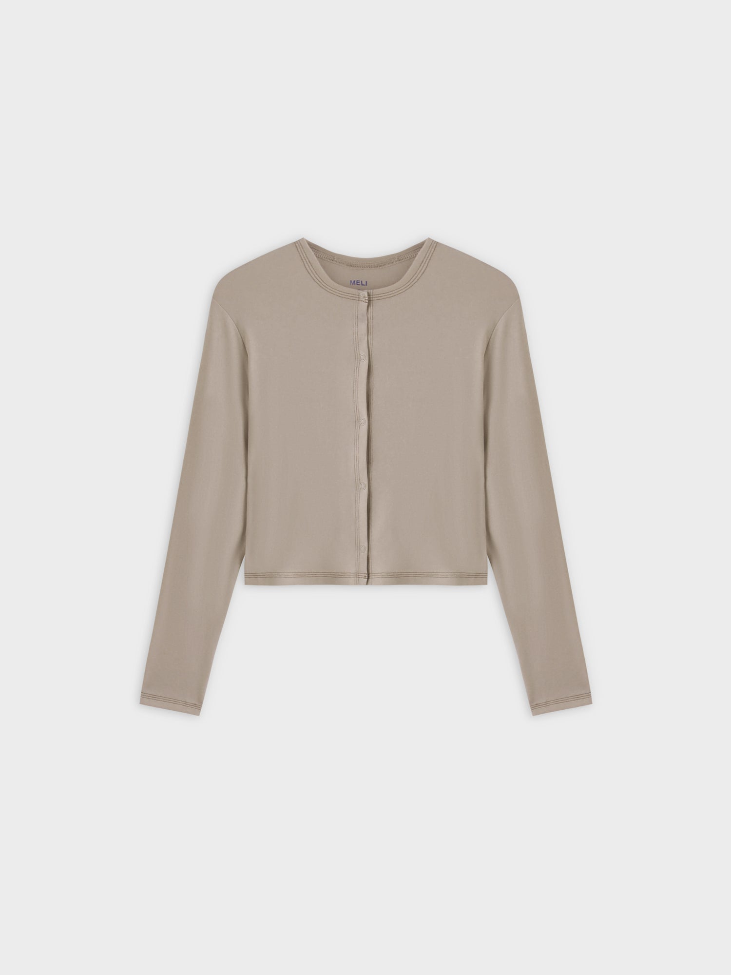 Basic T-Shirt Cropped Cardigan-Tan