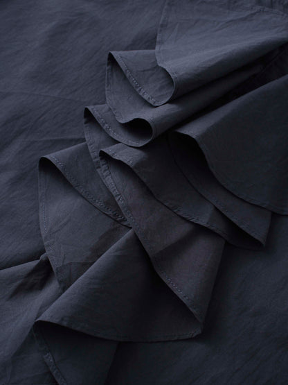 Asymmetrical Ruffle Blouse-Navy