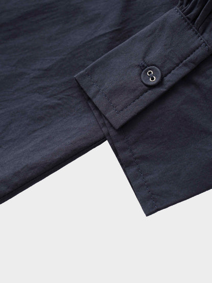 Asymmetrical Ruffle Blouse-Navy