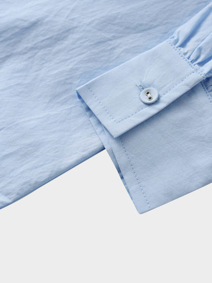 Asymmetrical Ruffle Blouse-Light Blue