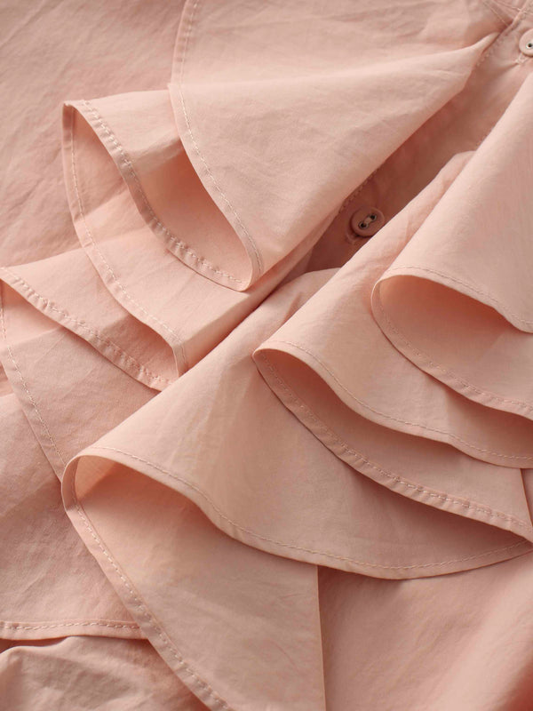 Asymmetrical Ruffle Blouse-Rose Pink