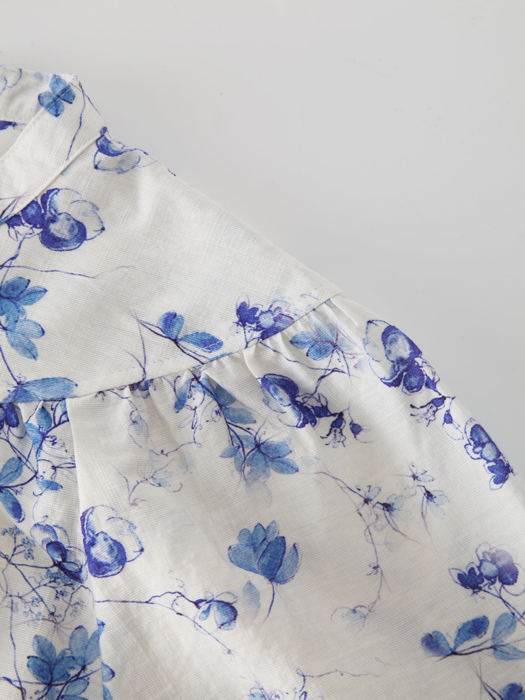 Blusa fruncida-Floral azul