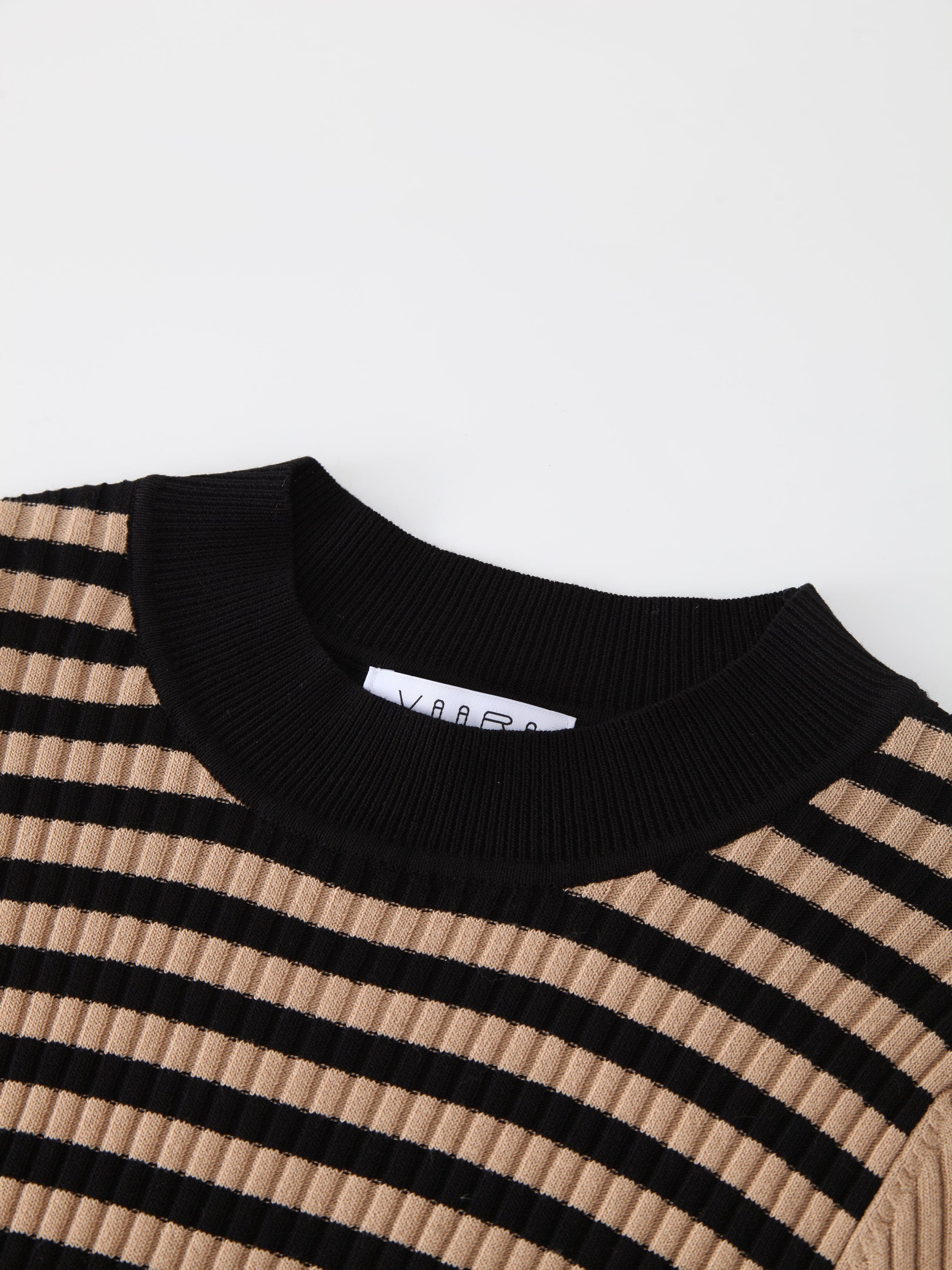 Ribbed Striped Sweater Tan Grey