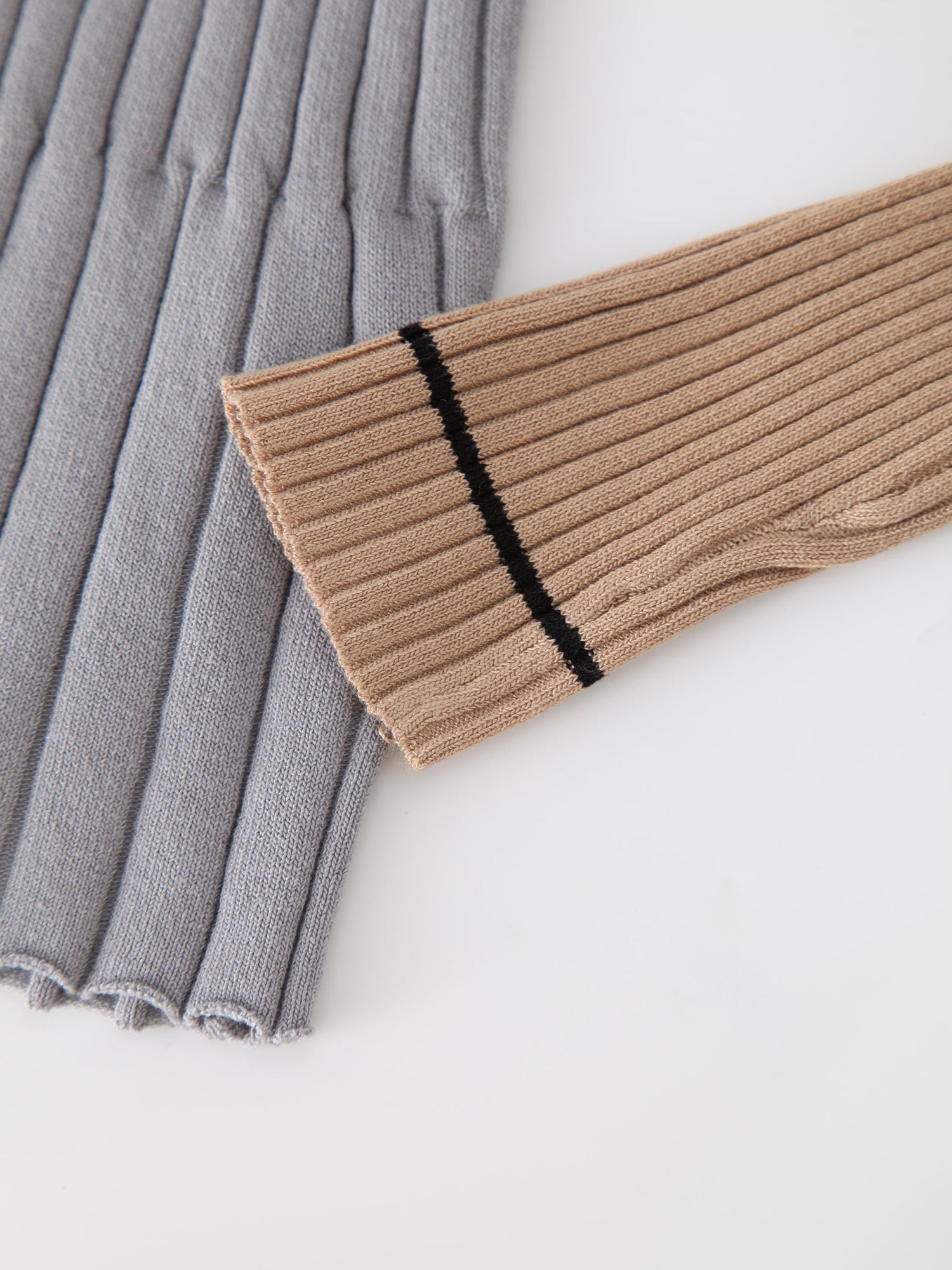 Ribbed Striped Sweater-Tan/Grey