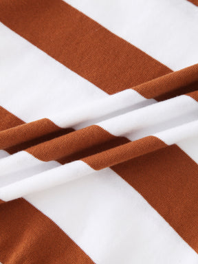 Striped Cotton Sweater-Brown
