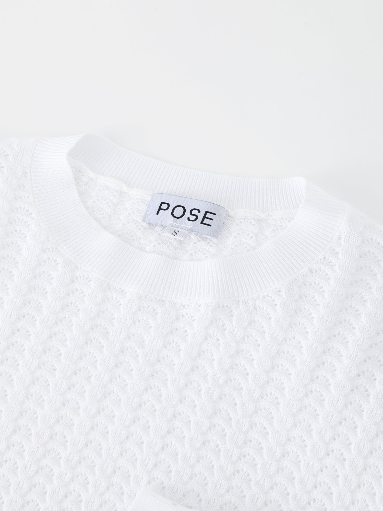 Pointelle Knit Sweater-White