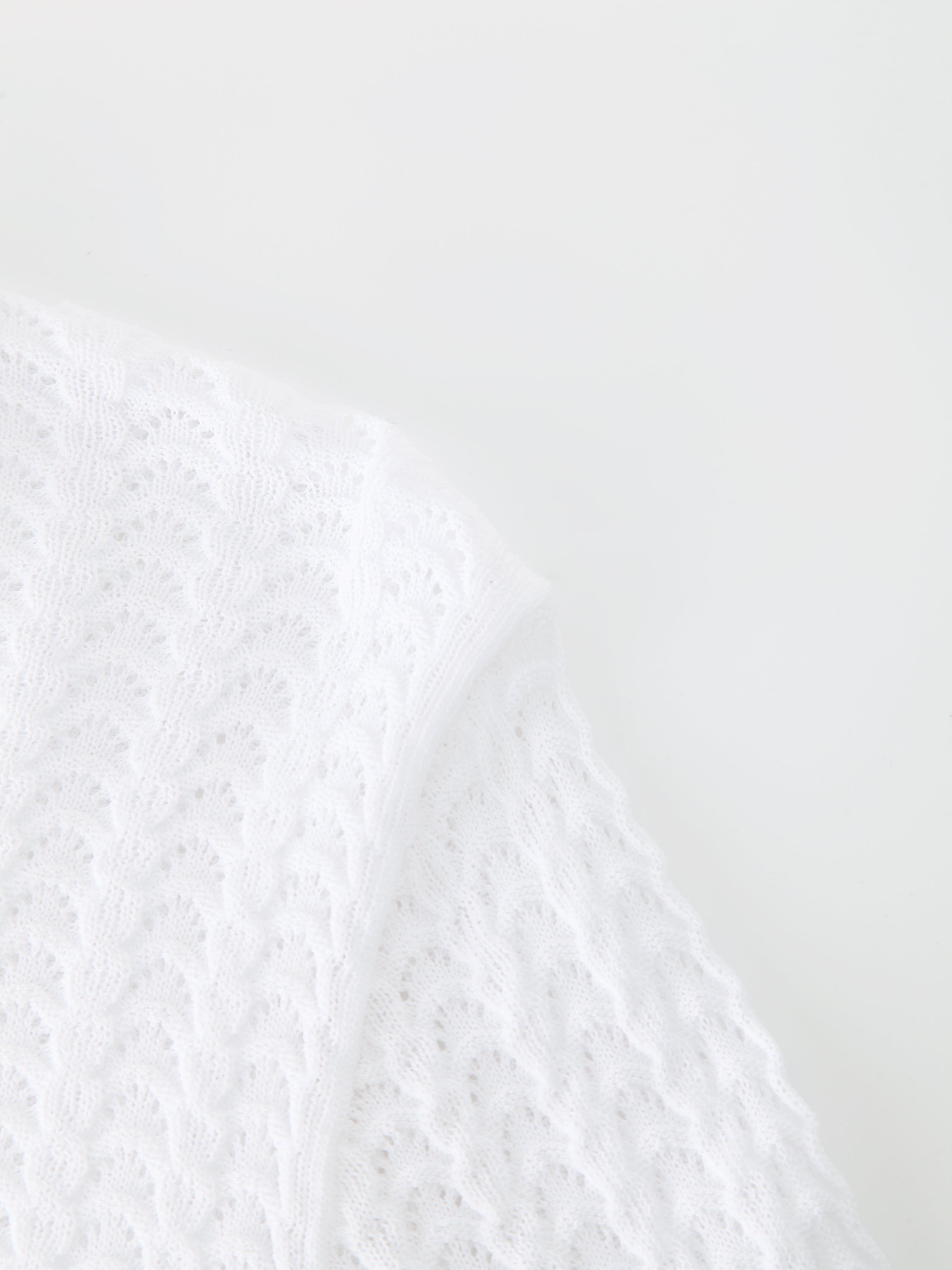 Pointelle Knit Sweater-White