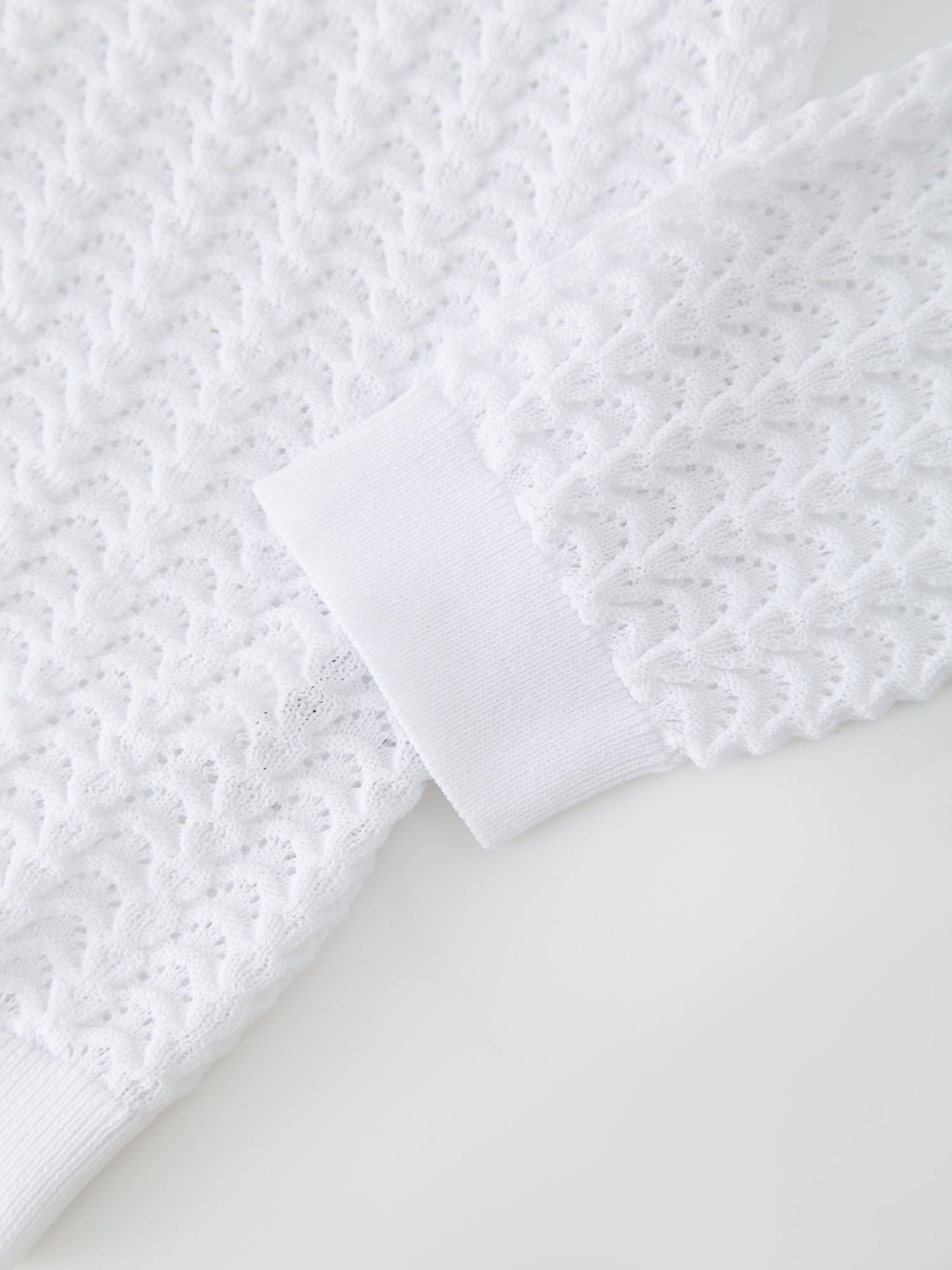 Pointelle Knit Sweater-White