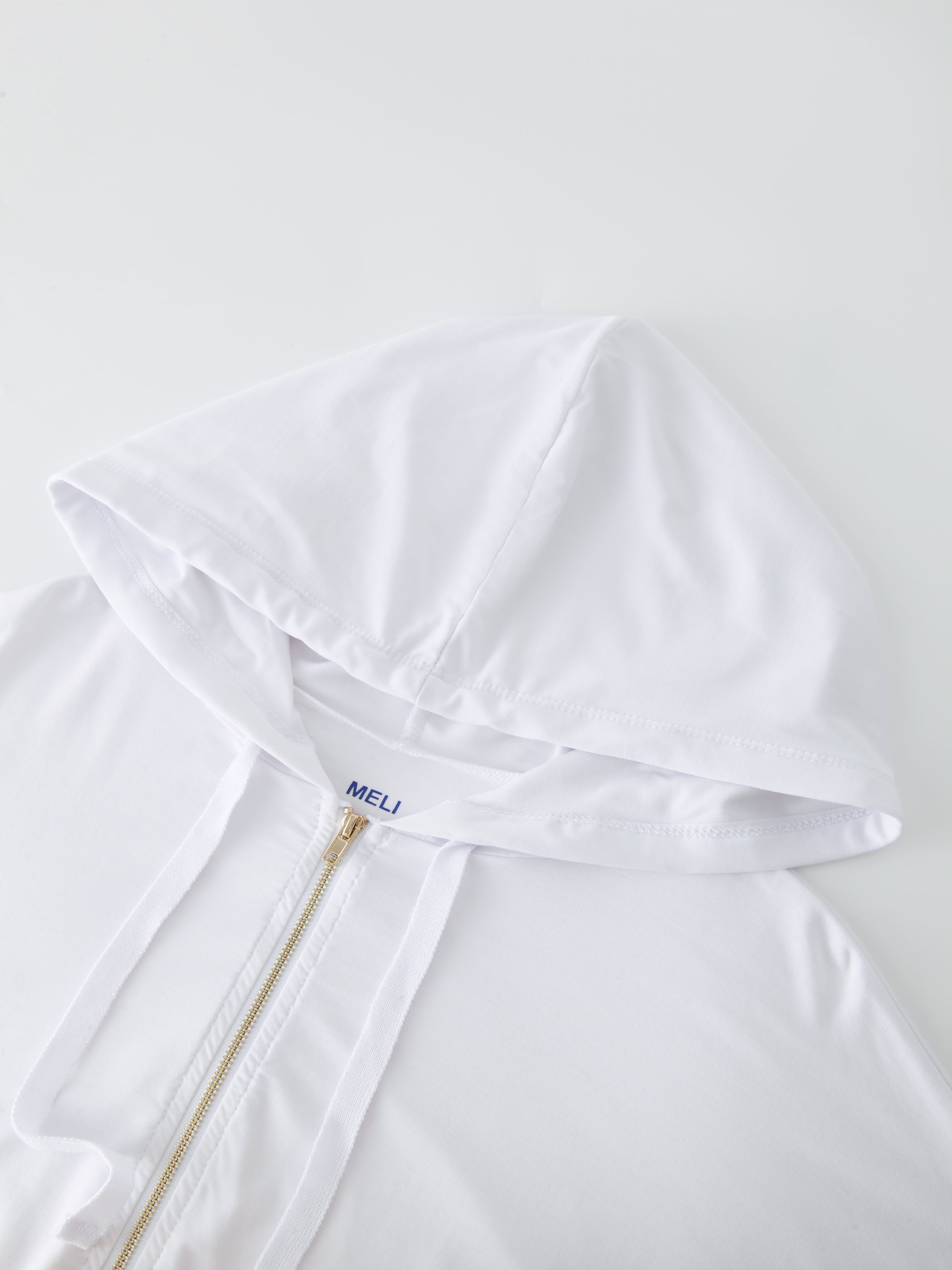 SUDADERA CON CREMALLERA Y CAPUCHA-BLANCO