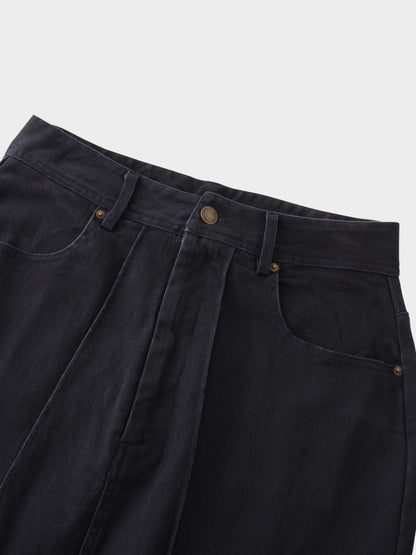 Side Seamed Twill Skirt-Navy