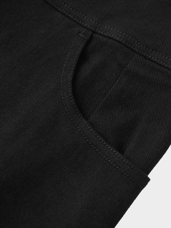 Button Down Denim Skirt-Black