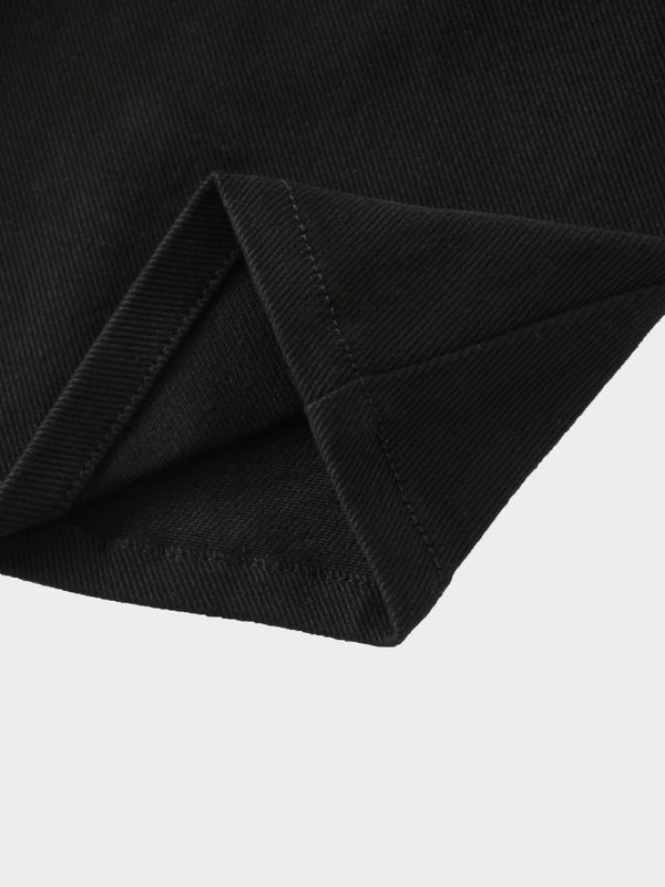 Button Down Denim Skirt-Black