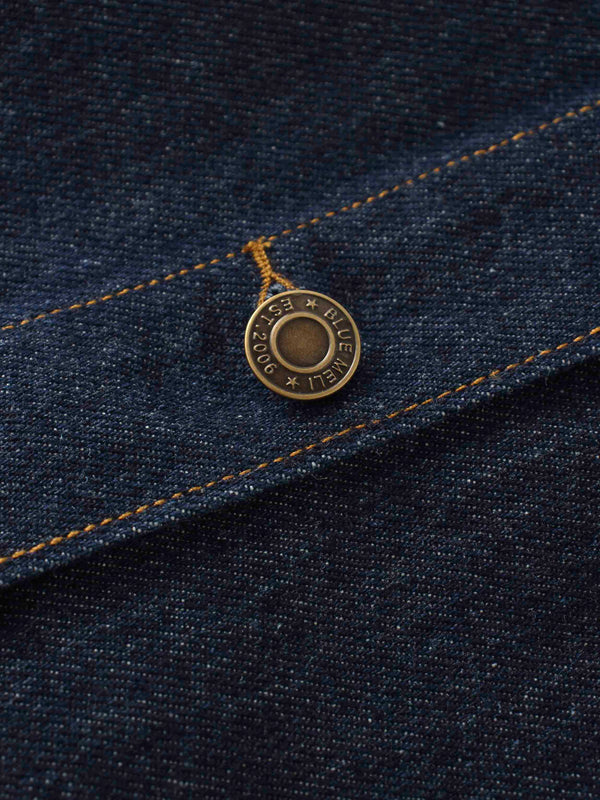 Button Down Denim Skirt-Deep Blue