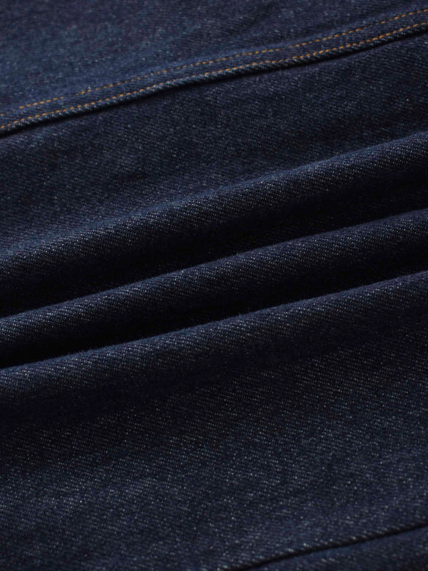 Button Down Denim Skirt-Deep Blue