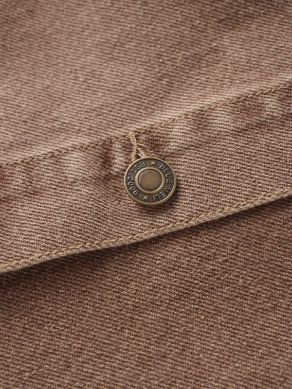 Button Down Denim Skirt-Brown