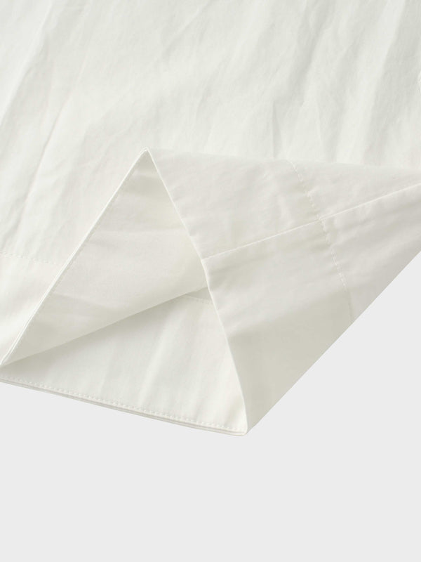 Pleat Front Button Down Dress-White