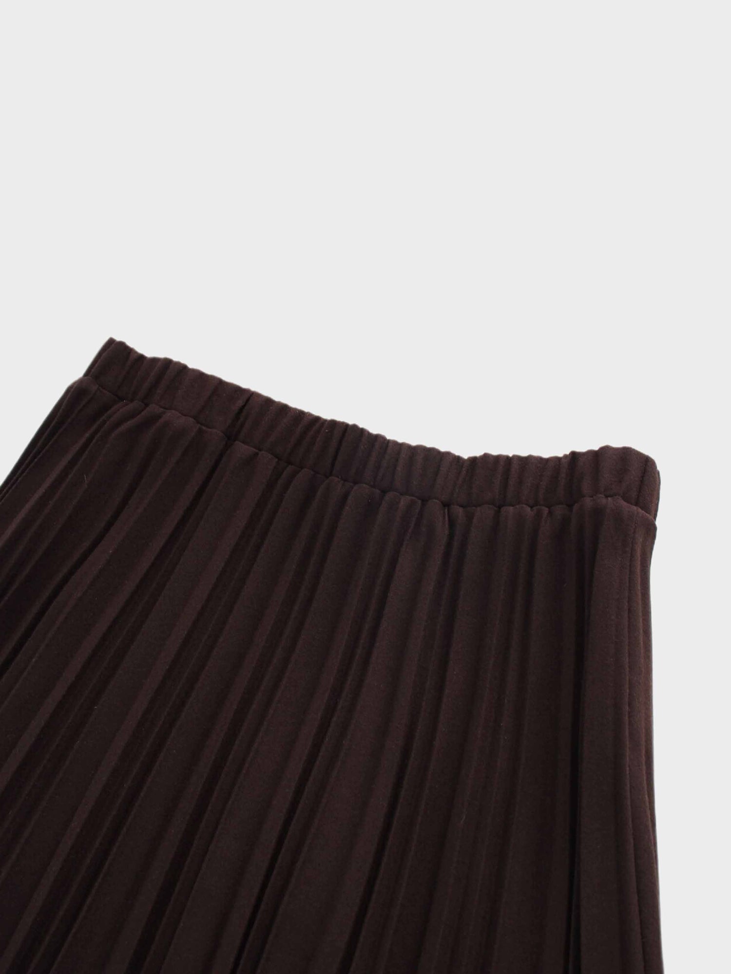 Wool Pleated Skirt-Dark Brown