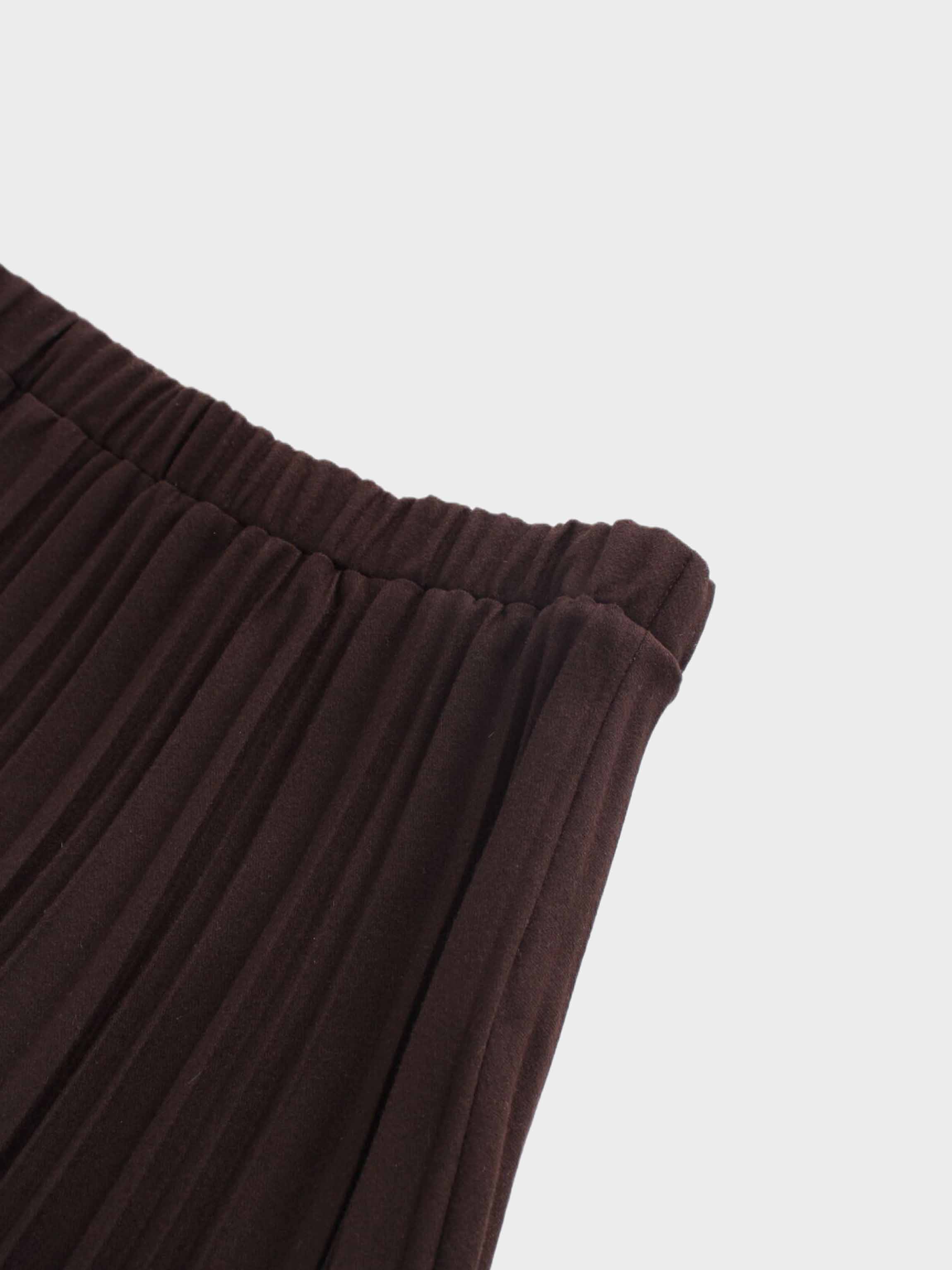 Wool Blend  Pleated Skirt-Dark Brown