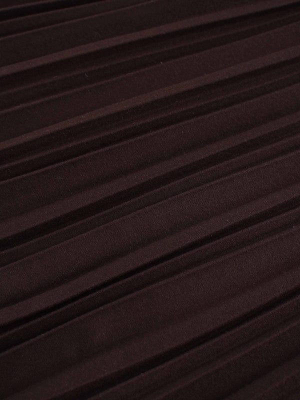 Wool Blend  Pleated Skirt-Dark Brown