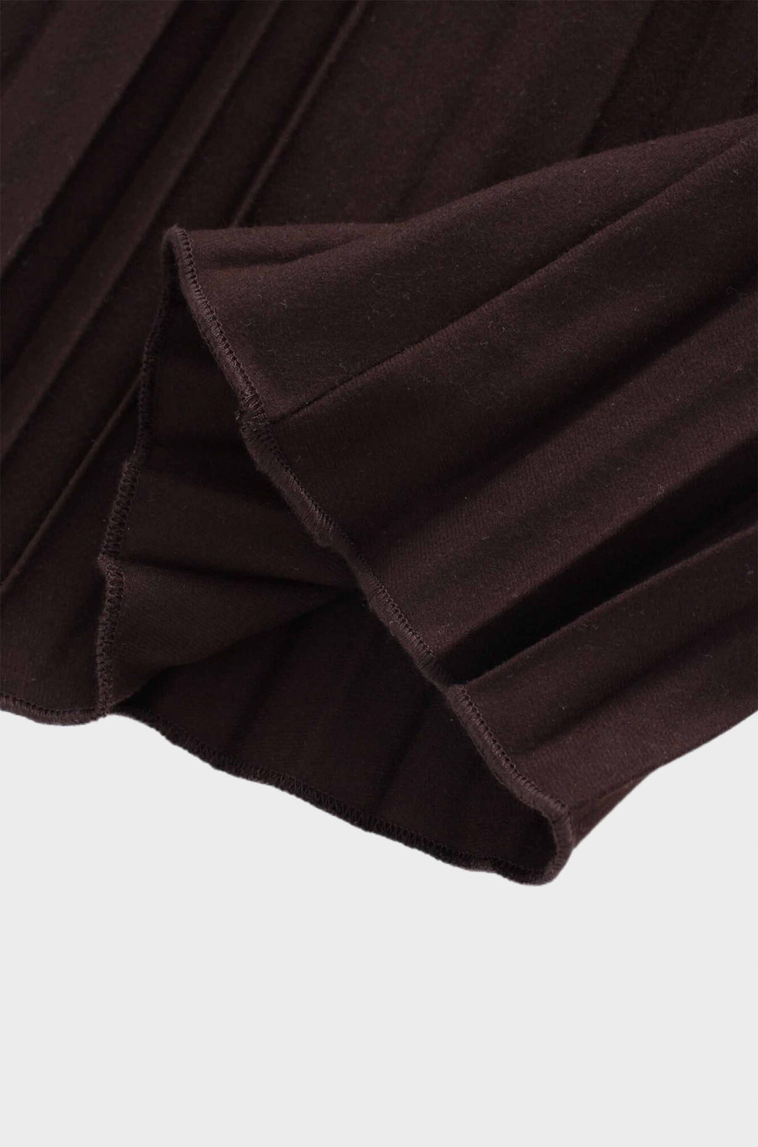 Wool Pleated Skirt-Dark Brown