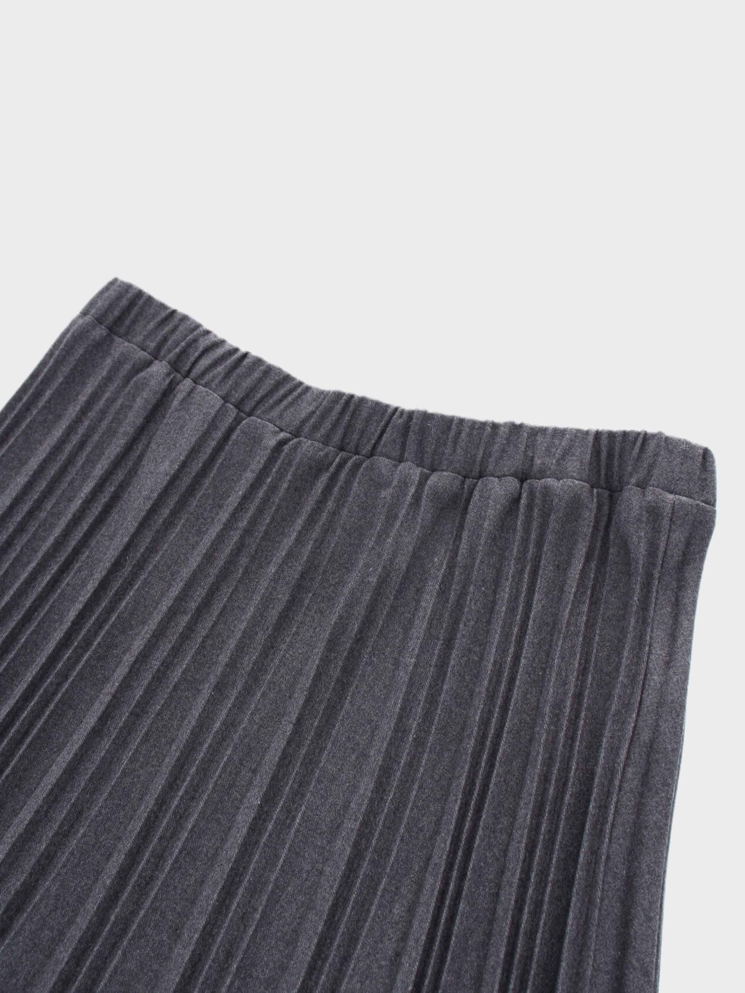 Wool Pleated Skirt-Dark Grey