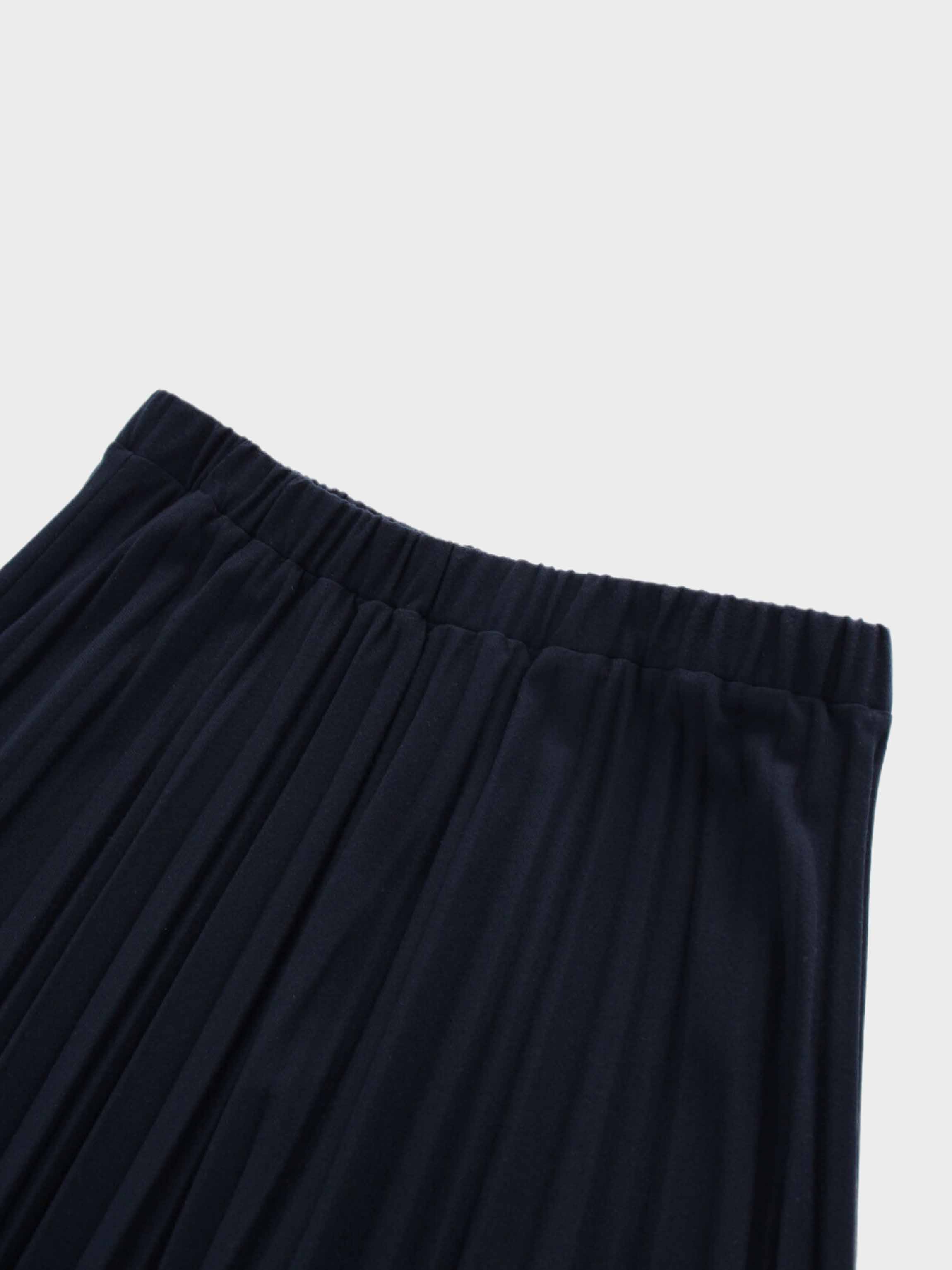 Wool Pleated Skirt-Navy