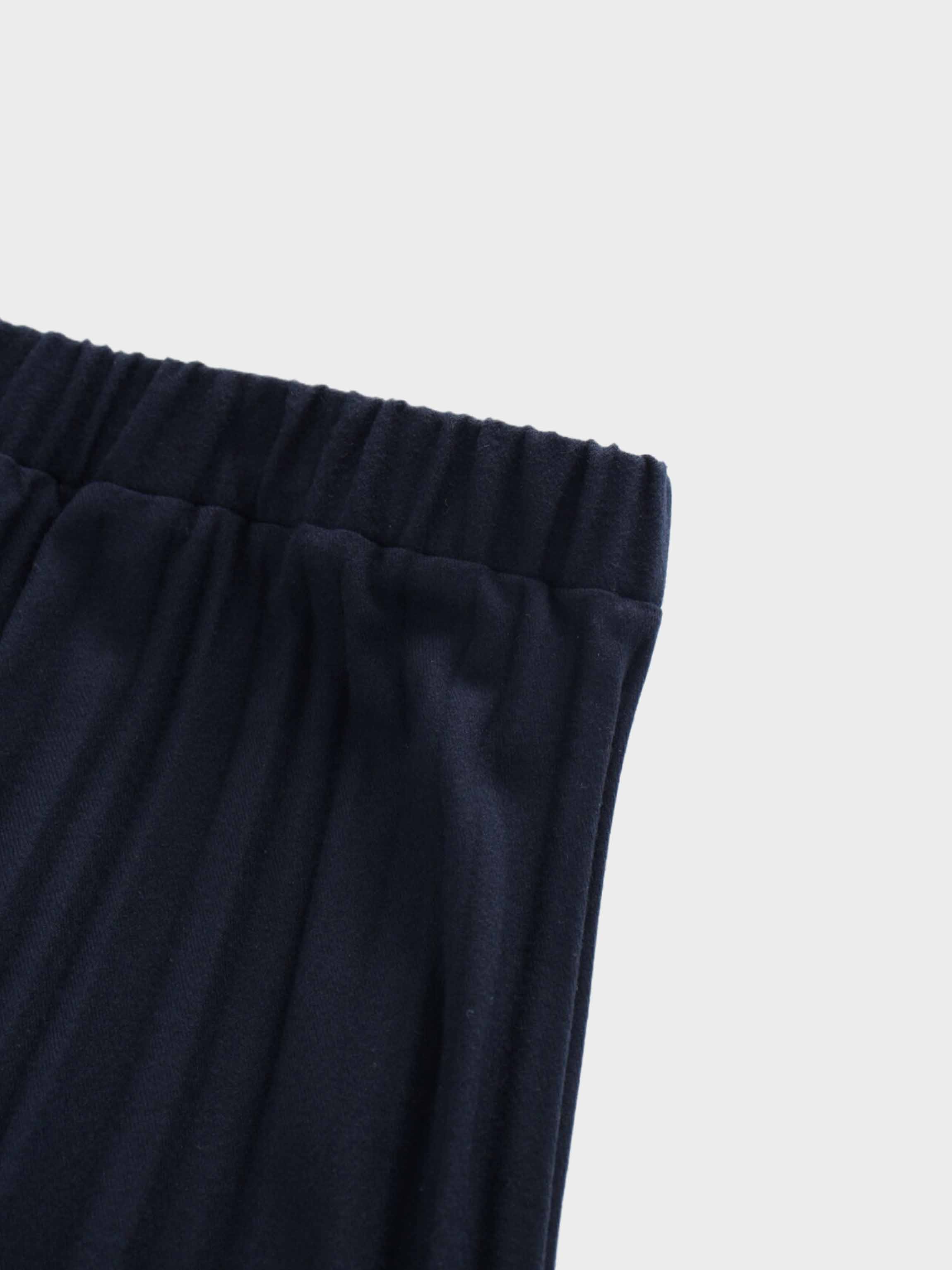 Wool Blend Pleated Skirt-Navy