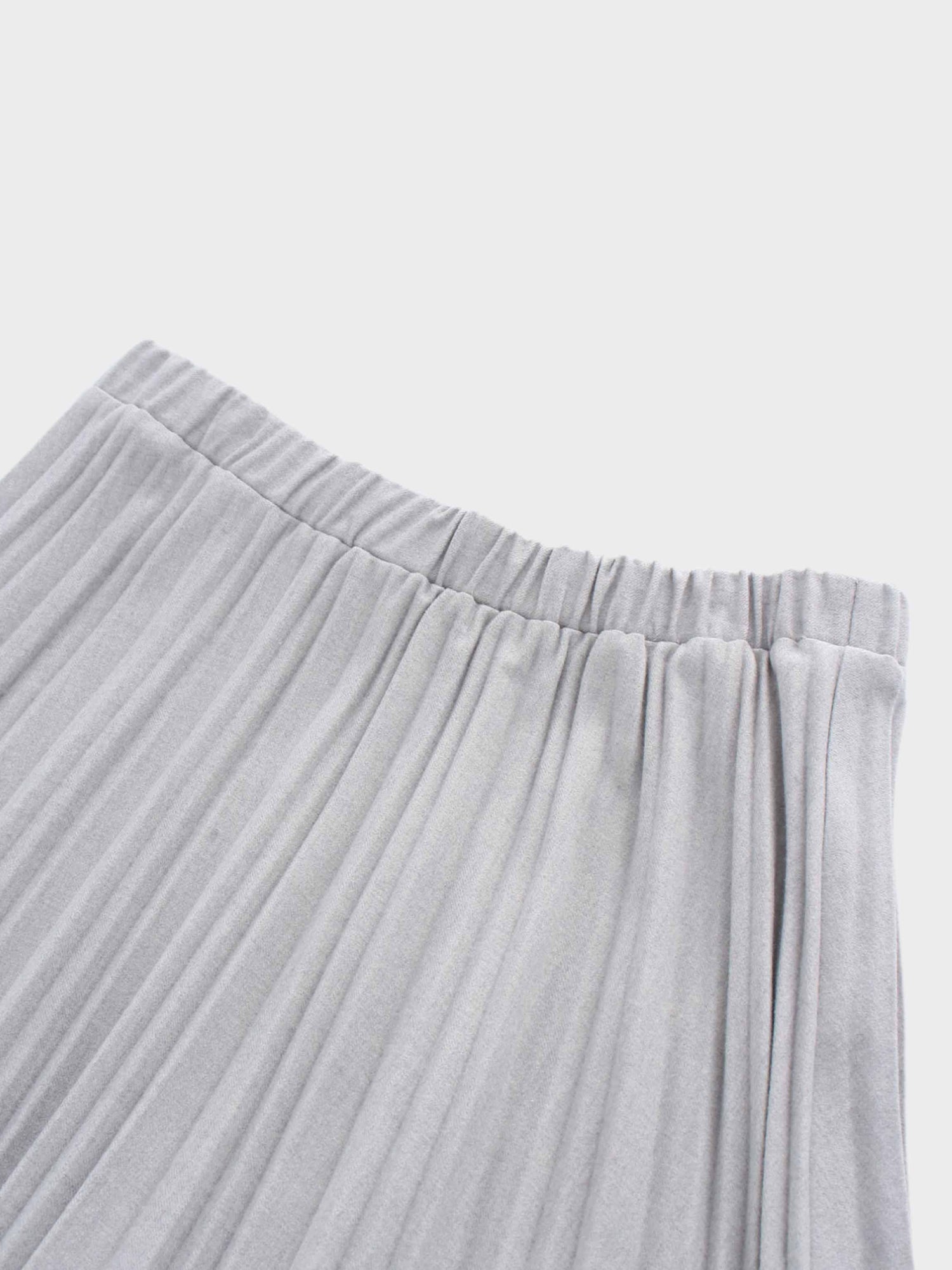 Wool Pleated Skirt-Light Grey