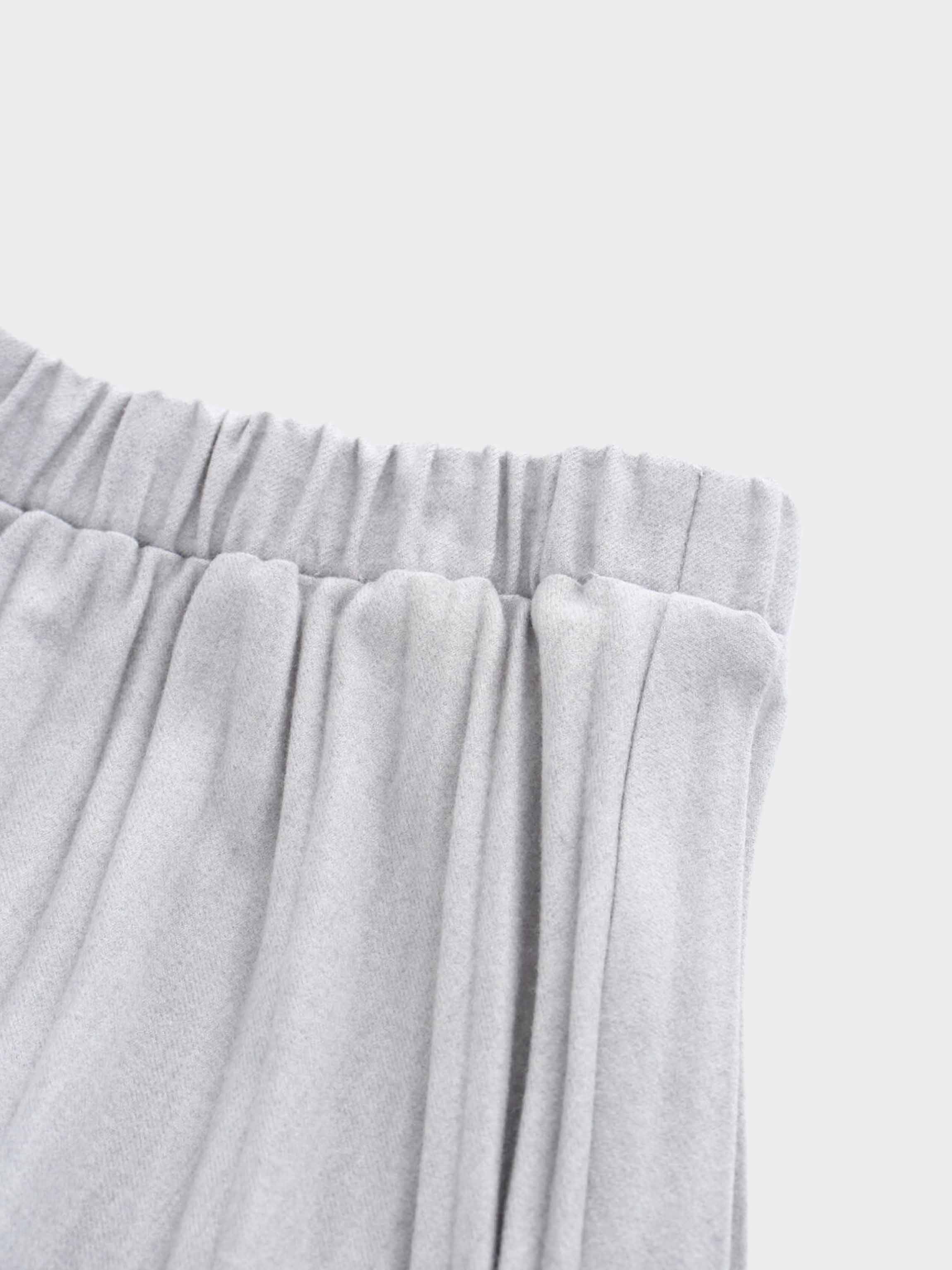 Wool Pleated Skirt-Light Grey