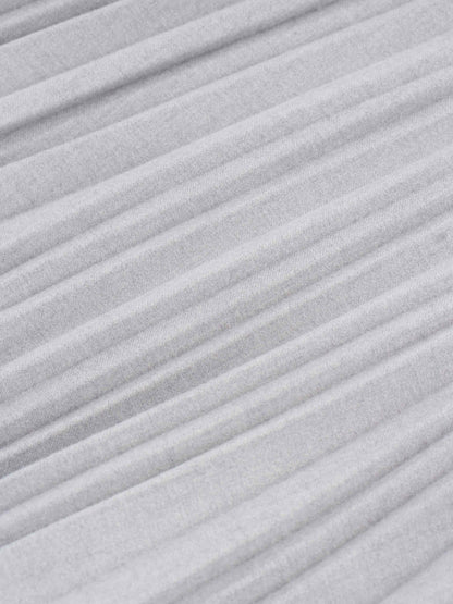 Wool Blend Pleated Skirt-Light Grey