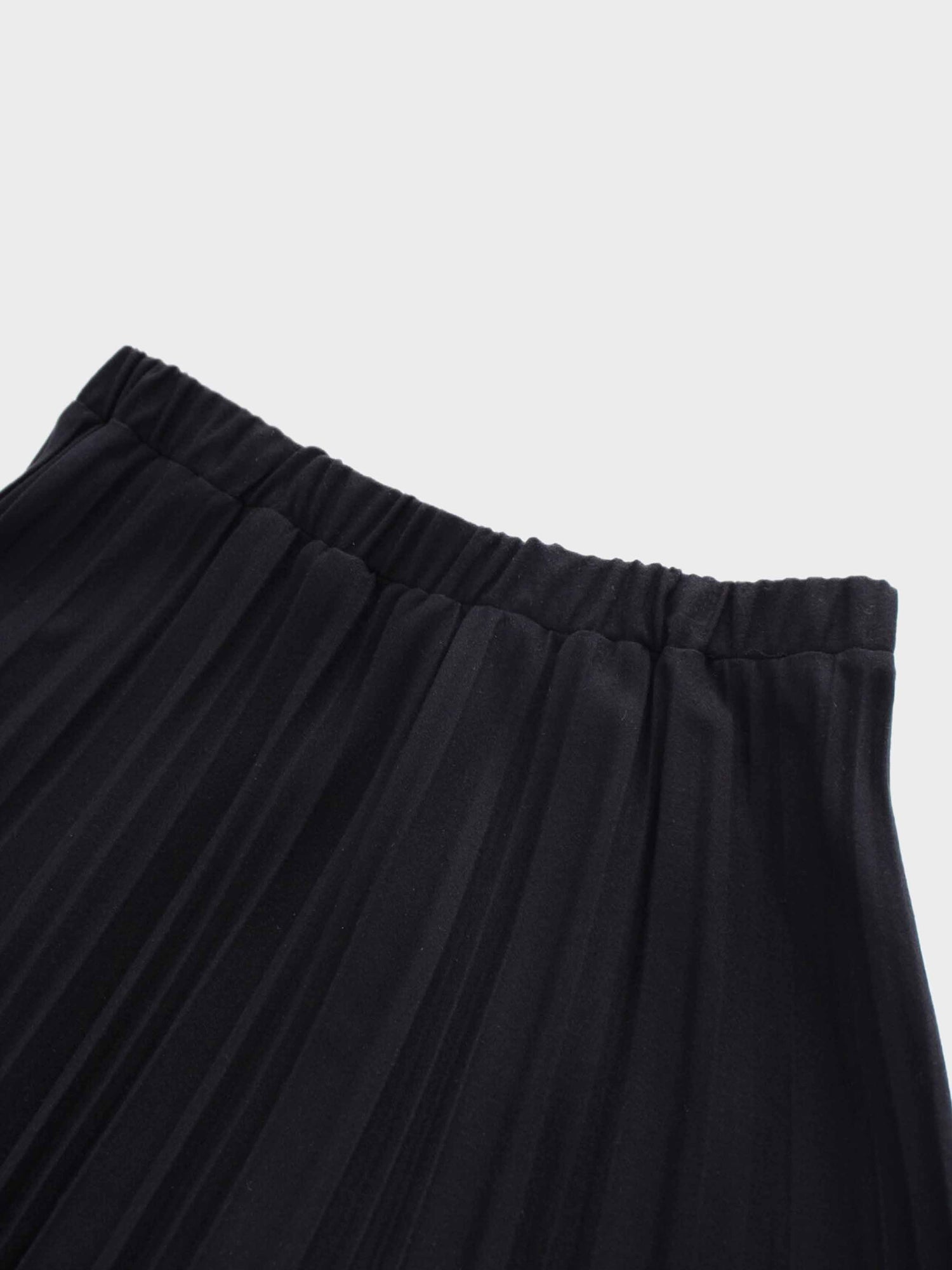 Wool Blend Pleated Skirt-Black