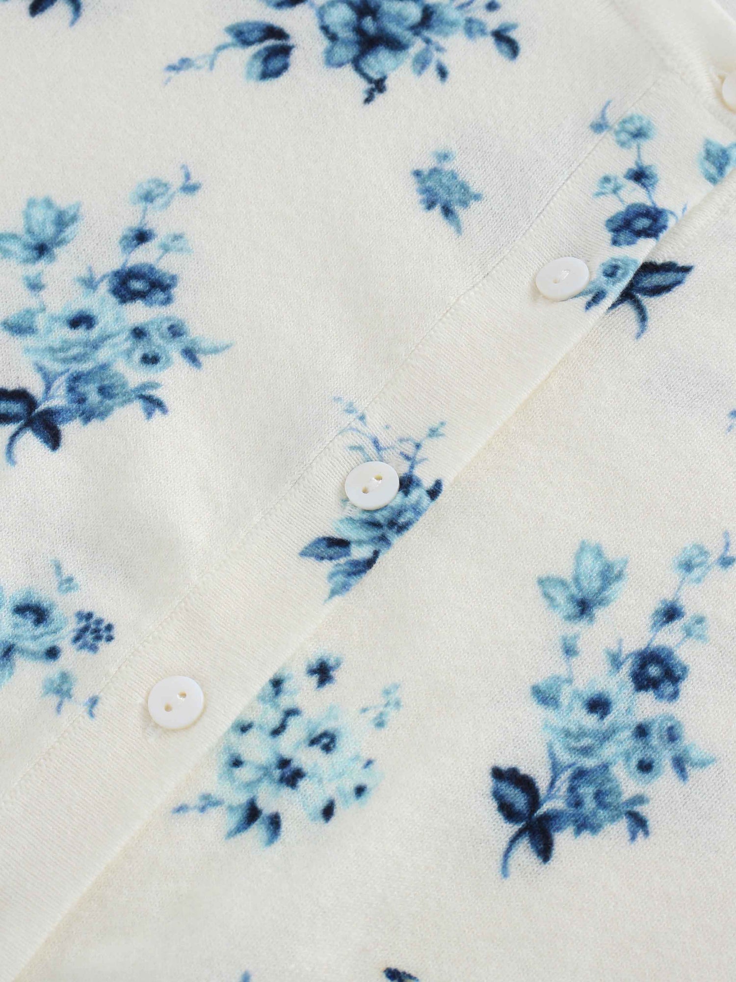 Printed Cardigan-Blue Flower