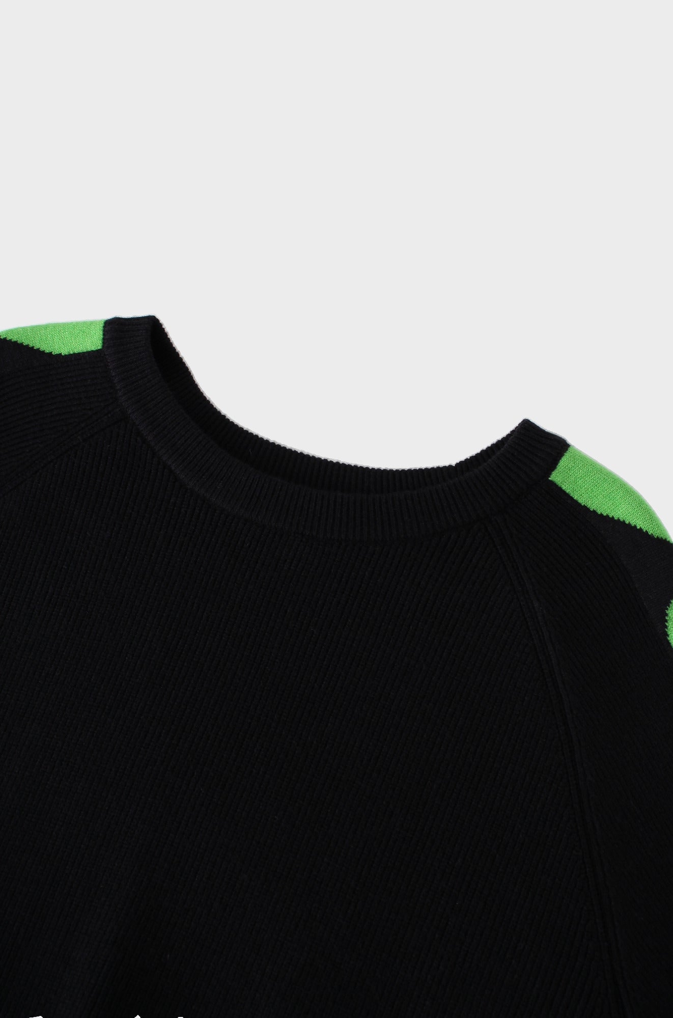 Heart Sleeve Sweater-Black/Lime Green