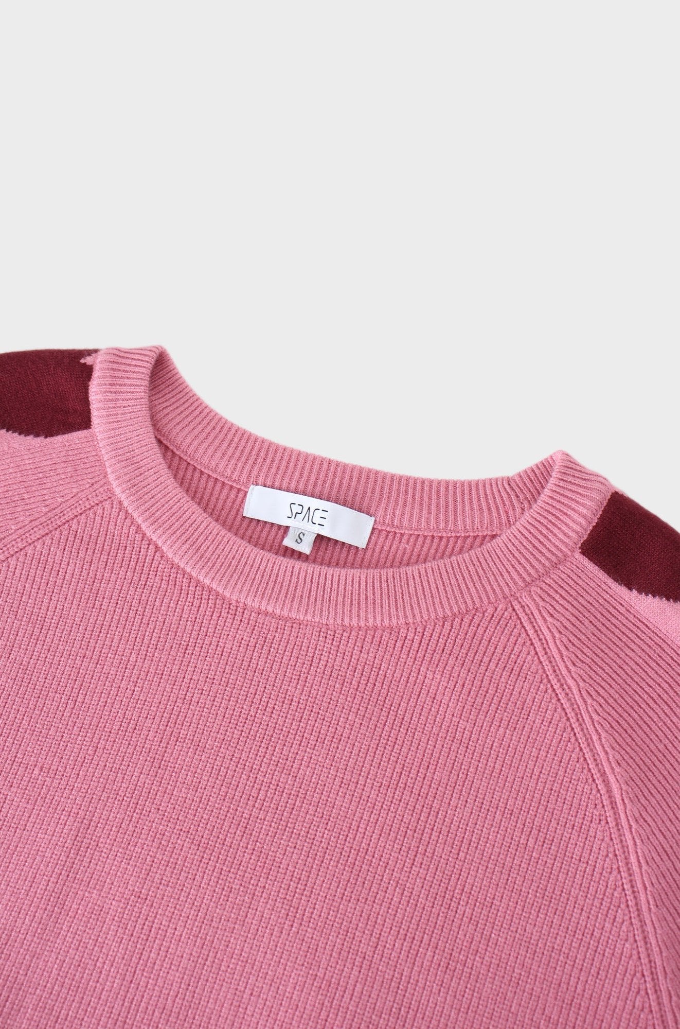 Heart Sleeve Sweater-Pink/Maroon